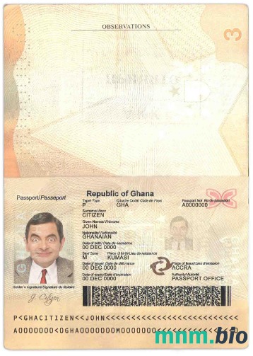 Przykład paszportu Ghany w formacie PSD, w pełni edytowalny